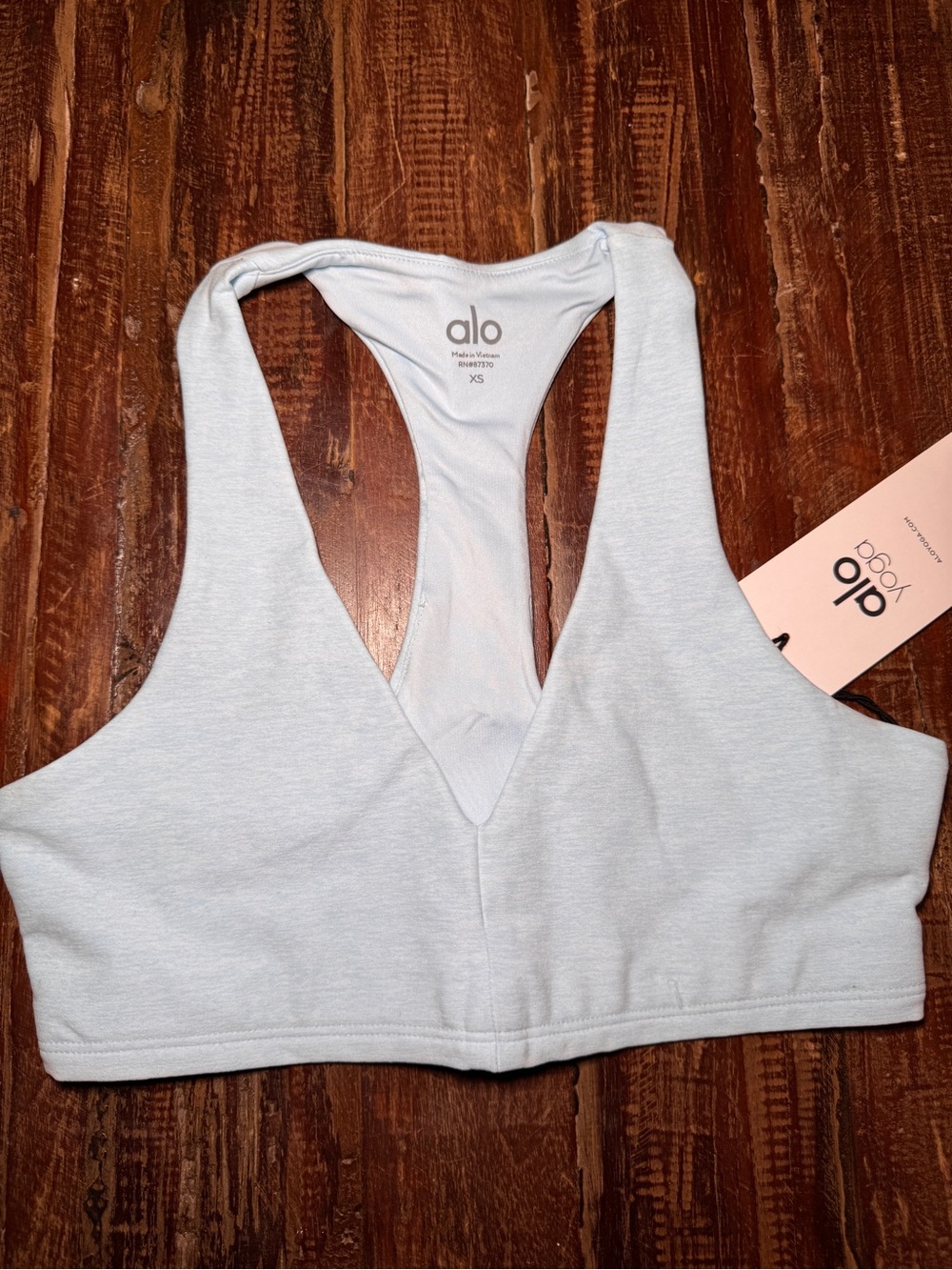 ALO Yoga Light Blue V-Front Racerback Sports Bra